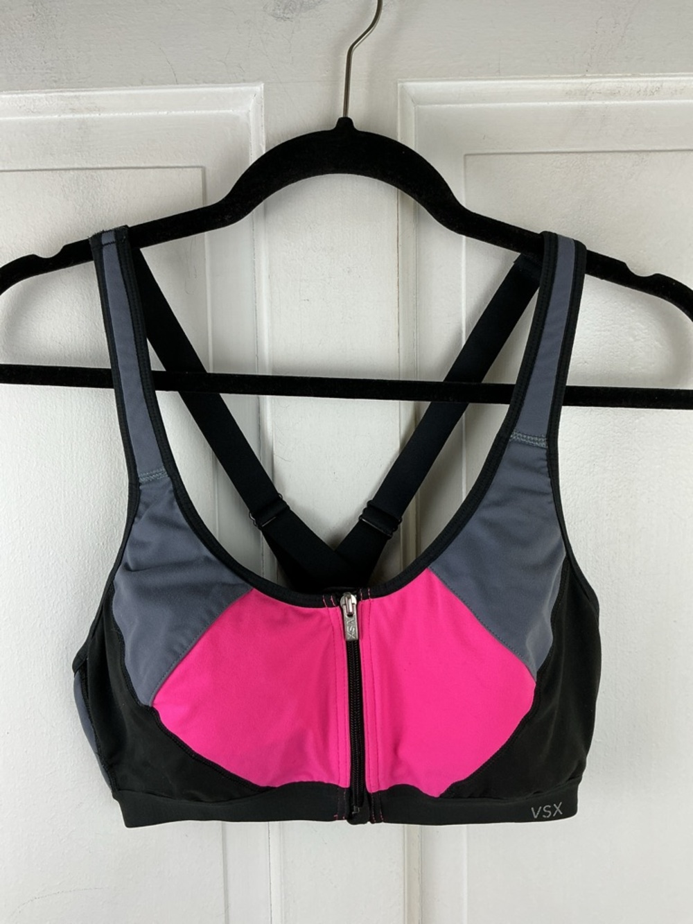 VSX Colorblock Pink and Gray Sports Bra